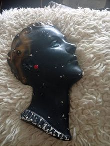 Vintage 1950s Lady chalk wall Mask