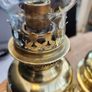 Matching pair of brass oil lamps. Image 6