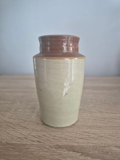 Antique Salt Glazed Stoneware Jar, English Cream Jar: Rustic Pottery