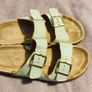 White and cream leather sandals with gold buckles size 40 Image 2