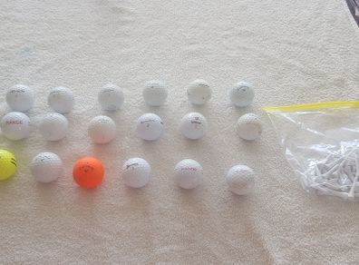 Golf balls and tees.