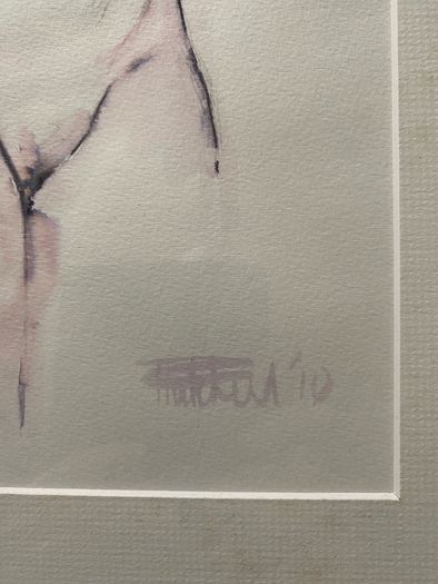 framed nude watercolour drawing signed