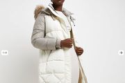 River Island - Puffer Coat  - Cream and Taupe Colour Block - UK 8 - Brand New RRP 120