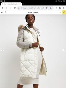 River Island - Puffer Coat  - Cream and Taupe Colour Block - UK 8 - Brand New RRP 120