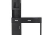 Salon Station, Wall Mount Barber Salon Station for Hair Stylist, Beauty Spa Furniture Set, 1 Storage Cabinet, 3 Cubbies and 2 Drawers(One Lockable), Black