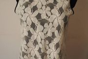 Cream lace blouse with black collar size UK10 EU38 Postage included
