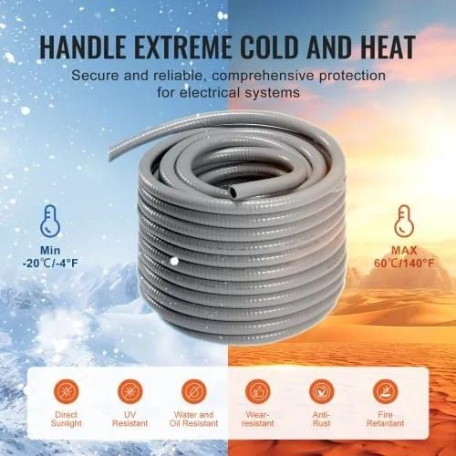 25,4mm (1-inch) Flexible Liquid-Tight Electrical PVC Conduit 30.5m Non-Metallic IP65