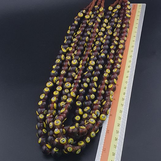 Vintage Middle Eastern Old Face Glass Beads Necklace