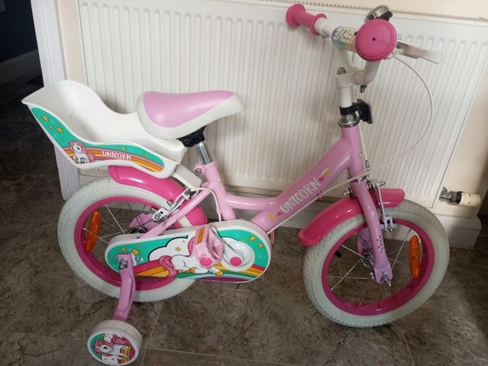 Kids unicorn bike size 14 inch wheels