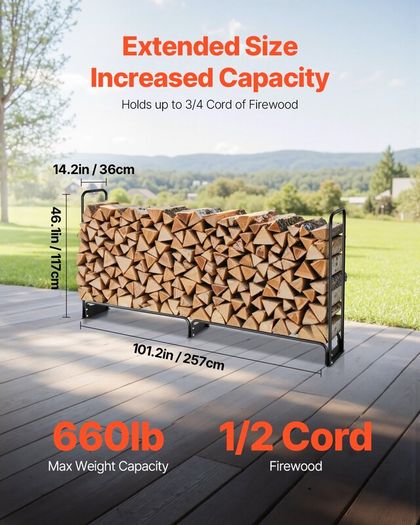 Firewood Rack with Waterproof Cover 257cm