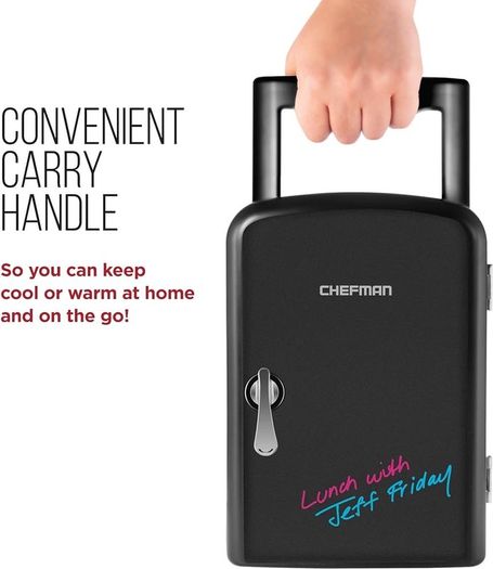 Mini Portable Eraser Personal Fridge, Cools & Heats, 4 Litre Capacity, Chills 6 12oz cans, 100% Freon-Free & Eco Friendly, Includes Plugs for Home Outlet & 12V Car Charger