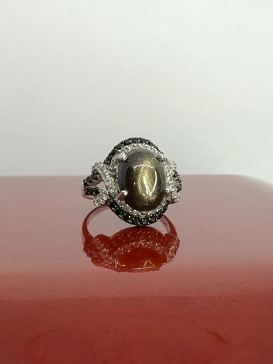 Silver Chantaburi Black Star Sapphire Cocktail Ring