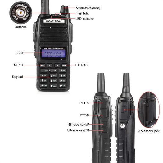 26213 Baofeng Radio UV-82 UV82 Dual PTT Walkie Talkie Optional 5W