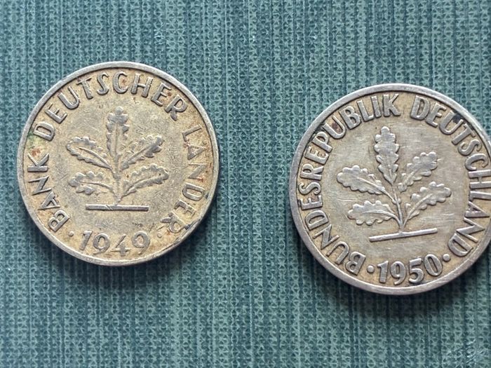 Rare 1949/50- German Republic 10 Peennig Coins
