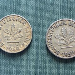 Rare 1949/50- German Republic 10 Peennig Coins