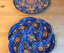 RRP230 Turkish Hand-Painted Ceramic Meze or Tapas Serving Set HANDMADE 8 Piece