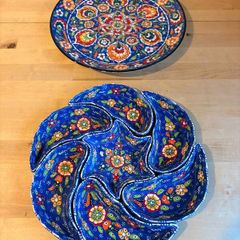 Turkish Hand-Painted Ceramic Meze or Tapas Serving Set HANDMADE 8 Piece RRP230