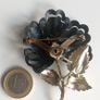 Vintage large heavy flower statement brooch metallic petals pin 22.4g Image 3