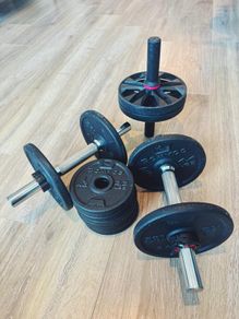Weight Plates and Bar Set with Ab Roller