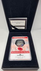 The London Mint Office Gibraltar 2023 Silver Proof 50p Coin Lest We Forget Colorised