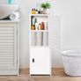 3 Tier Bathroom Storage Cabinet, Freestanding Organizer with Doors, White Waterproof Storage Floor Cabinet for Bedroom, Toilet, Living Room, Kitchen, Balcony, Office Image 7