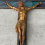 Antique large Ecleastical copper and glass cross crucifix Image 2