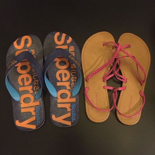 Beach sandals flip flops slippers pink UK6-7