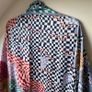 Luxury 100% Silk 130x130 Oversized Maxi Square Scarf Patchwork Checkerboard Shawl Image 2