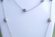 Vintage  Long Sterling Silver Necklace Swirly Oval Beads Length 31" - 10,7g