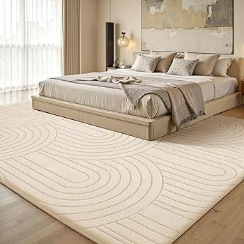 Living Room 120x160cm,3D Semicircular pattern Cream Area Rugs for Bedroom,Extra Large Rugs for living room,Machine Washable Anti Slip Short Pile Rug for Kids Room Bedroom