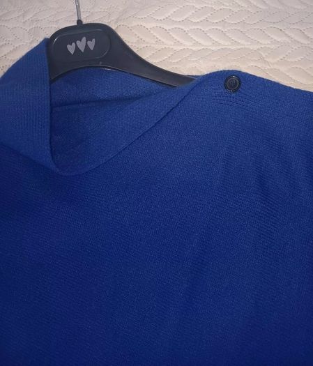 Royal Blue Poncho with button detail