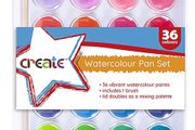 Brand New Create Watercolour Set - 36 Colours Watercolour Paint Set, Portable Travel Watercolour Pan and Paint Brush, Beginner Student Watercolour Cakes