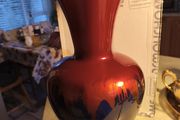 VINTAGE Red and Blue Decorative Vase Handmade in Germany Mouthblown - Ambient Zwiesel 41 CM. TALL 20 CM. WIDEIN CENTER