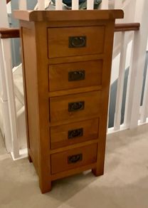 Solid Oak Tall Boy Chest of Deawers