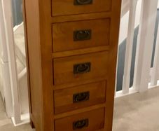 Solid Oak Tall Boy Chest of Deawers