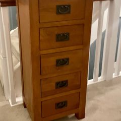 Solid Oak Tall Boy Chest of Deawers