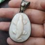 Vintage 925 Sterling Silver Lazard Design Shell & Fluorite Stone Pendant Set Of 2 Image 9