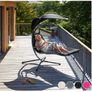 Indoor & Outdoor Hanging Lounger with Frame, Floating Lounger with Parasol, Includes Cushion with Pillow, for Garden, Patio and Balcony Image 3
