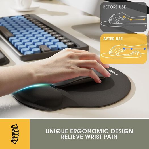 Keyboard and Mouse Mat Set, Ergonomic Gel Filled Mouse Pad with Wrist Cushion Support with Memory Foam for Computer and Laptop