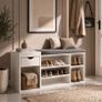 Shoe Storage Bench White  with Cushion & Drawer Image 9