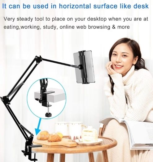 Adjustable,Foldable Tablet Stand for Bed, Aluminum Universal Flexible Tablet Holder with 360 Degree Rotation for iPad iPhoneX iPad Pro N-Switch,or Other 4.5 12.9 Inches Devices Black