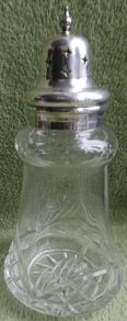 Vintage Shaker Silver Plated Cut Crystal Thumbprint Etched Very Pretty