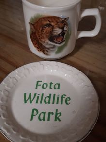 Vintage Fota Wildlife Park (mug / Plate ) By  Carrigdhoun  Pottery Co-op Of Cork
