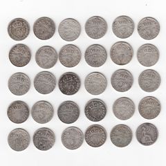 G.B. 29 x 3d, & 1 x 4d, 30 x 921/2% Silver Coins ( no.444)