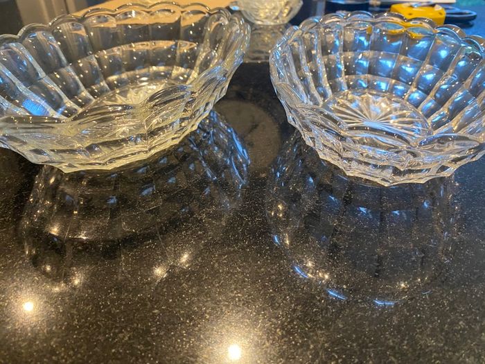 vintage  mid 20th century glass starburst dishes price for both