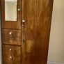 Vintage Wooden Wardrobe / Armoire with Mirror, Drawers & Decorative Knobs Image 3