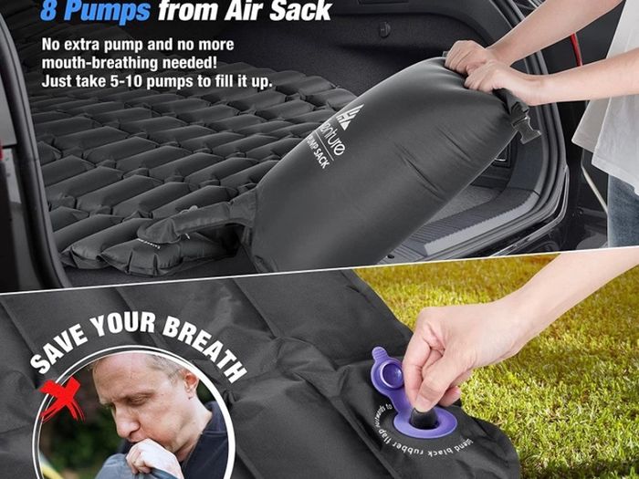 Double Camping Mat, Inflatable Sleeping Mat Camping Mattress with Pump Sack, Ultralight 2 Person Sleeping Pad for Backpacking, Hiking, Traveling, Lightweight Camp Mattress Sleep Mat (FREE POSTAGE)