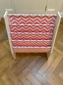 Kids pink & white chevron bookcase