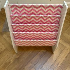 Kids pink & white chevron bookcase