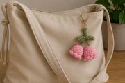 pink flower crocheted keychain